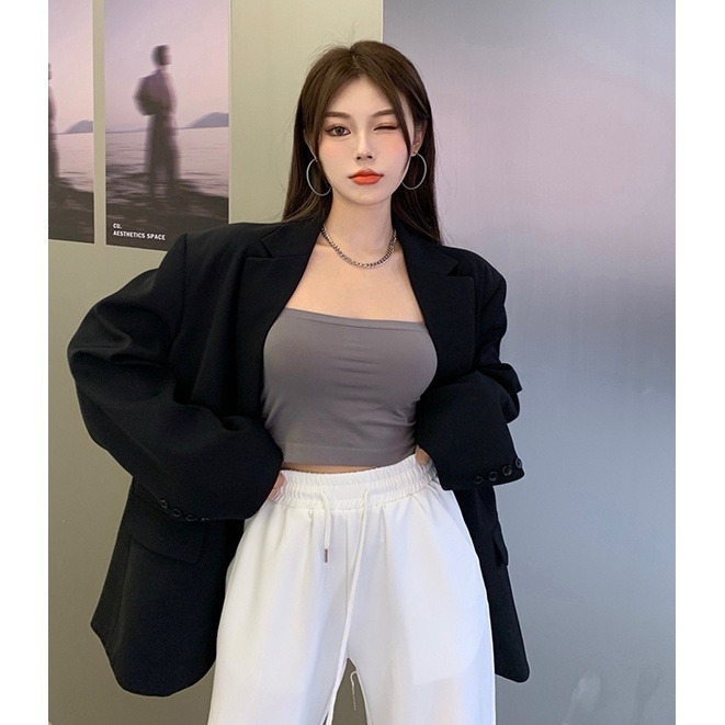 【JDUDS】韓版平口細肩內搭背心 帶胸墊免穿內衣 上衣 小可愛 女裝 背心女 衣服 冰絲背心 短版上衣-細節圖4