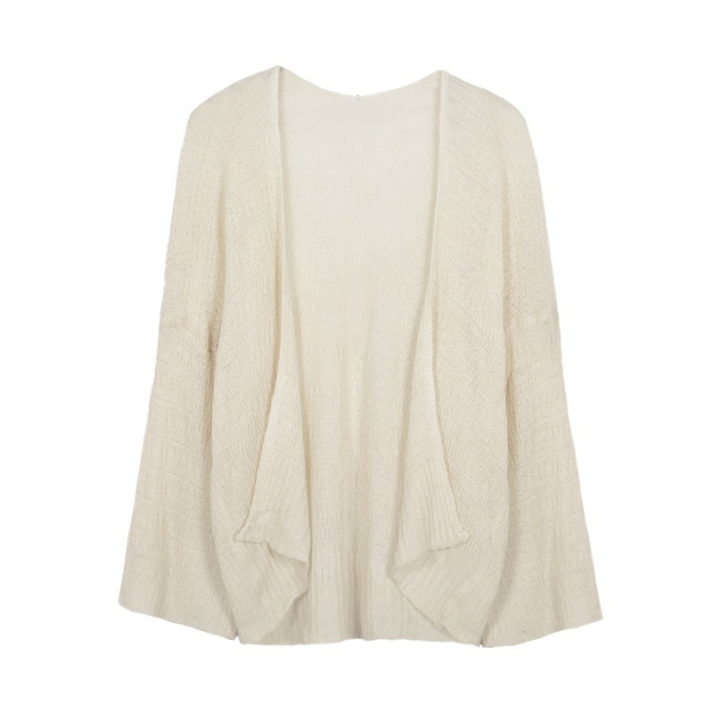 【JDUDS】 薄款針織夏季寬鬆韓版長袖冰絲防曬罩衫 夏季海灘 百搭顯瘦罩衫-細節圖5