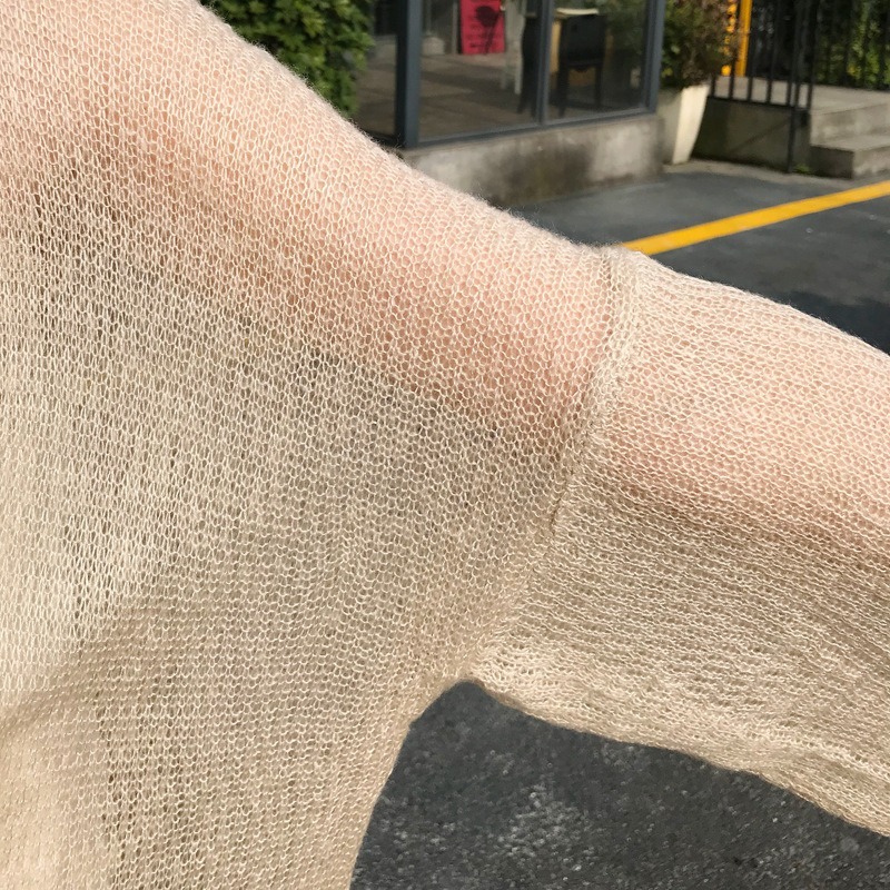 【JDUDS】 薄款針織夏季寬鬆韓版長袖冰絲防曬罩衫 夏季海灘 百搭顯瘦罩衫-細節圖6