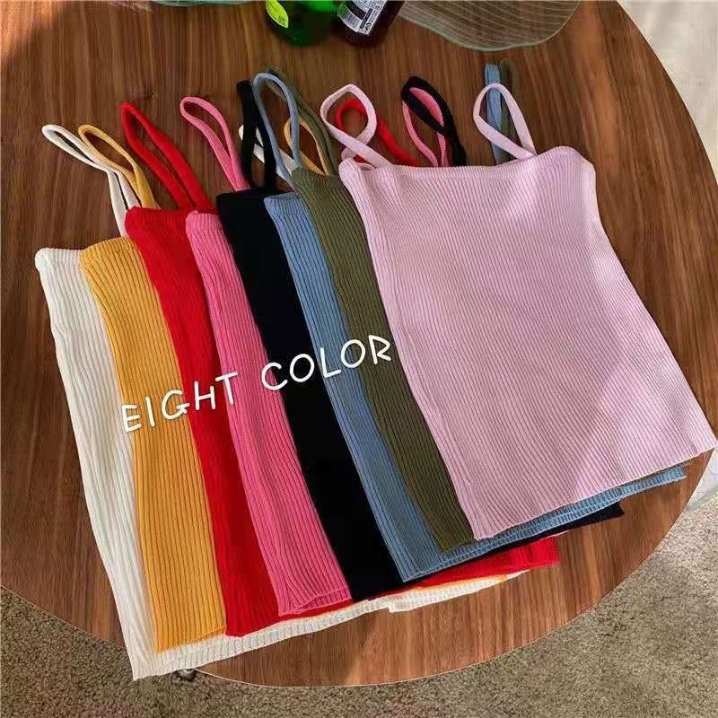 【JDUDS】 打底純色細肩設計夏季美背抹胸短款背心 條紋細肩帶 韓系單穿bratop-細節圖2