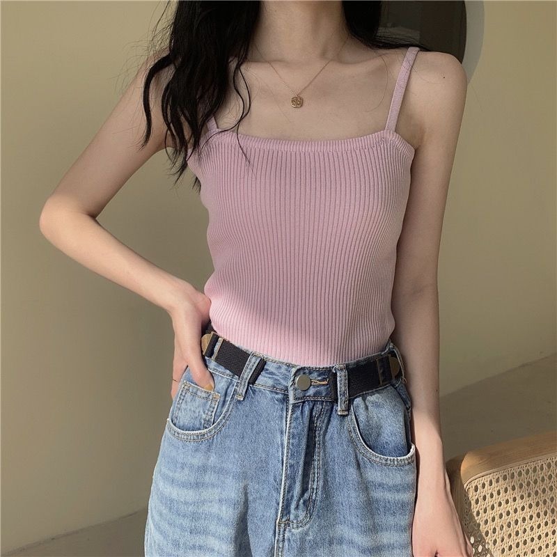 【JDUDS】 打底純色細肩設計夏季美背抹胸短款背心 條紋細肩帶 韓系單穿bratop-細節圖6