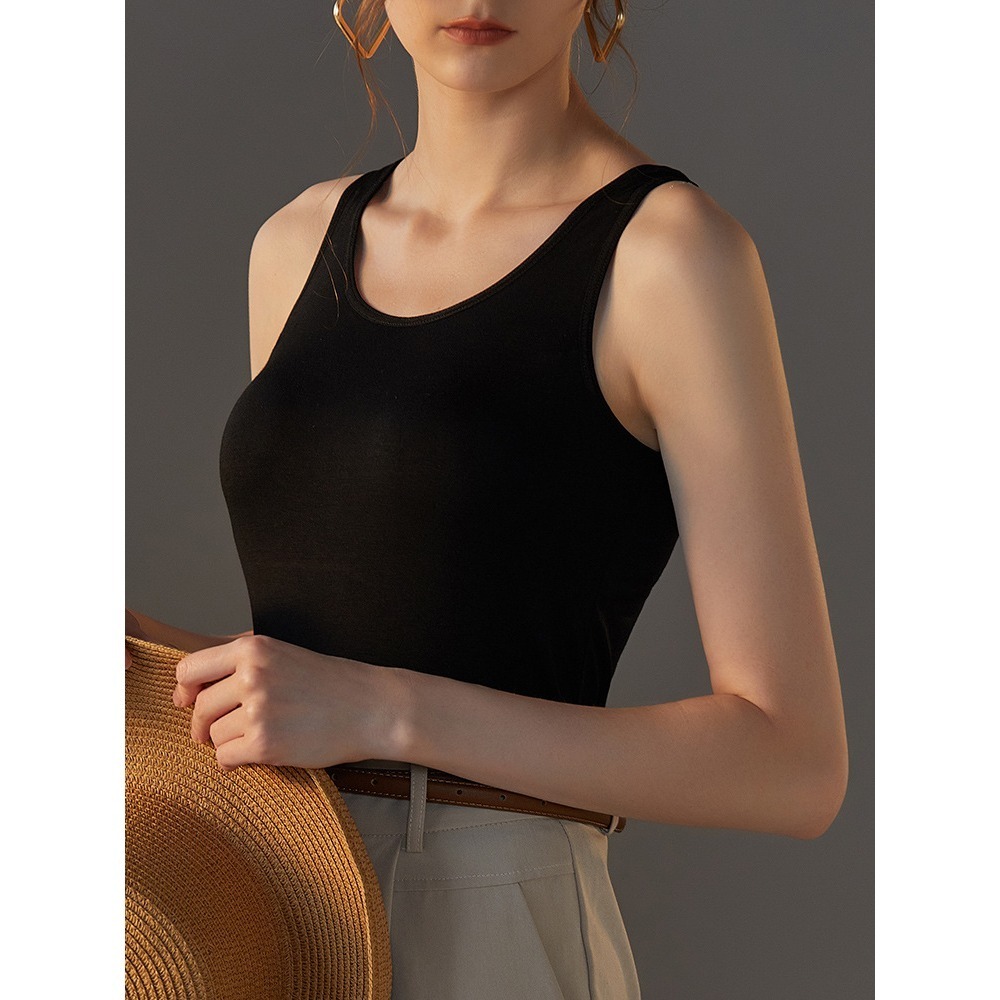 【JDUDS】 附胸墊無鋼圈吊帶瑜珈打底背心 舒適內搭居家bra top  夏季吊帶背心-細節圖2
