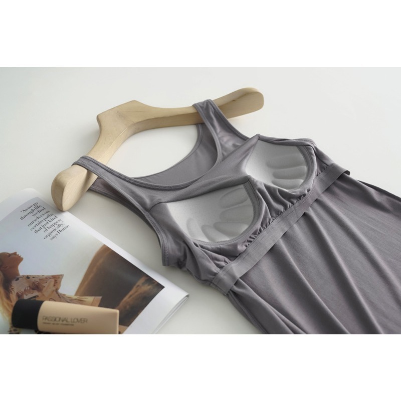 【JDUDS】 附胸墊無鋼圈吊帶瑜珈打底背心 舒適內搭居家bra top  夏季吊帶背心-細節圖5