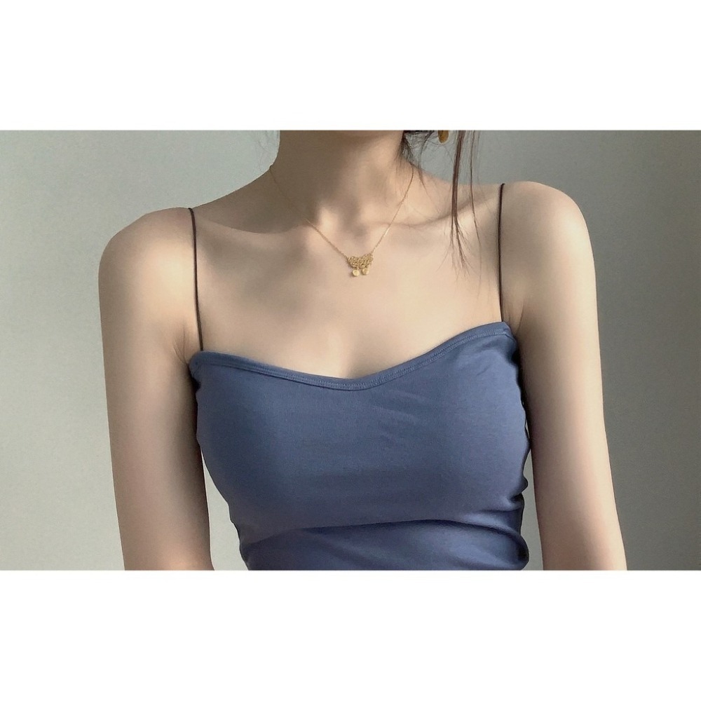 【JDUDS】超美胸厚墊UP坑條平口細肩帶背心 冰絲涼感背心 細肩帶罩杯背心 平口小可愛 韓版內搭背心-細節圖8