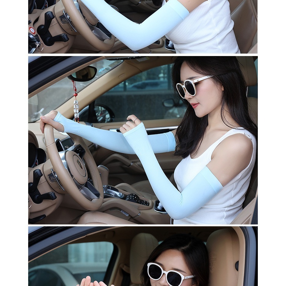 【JDUDS】 冰絲素面拇指防曬袖套 薄款透氣防曬袖套 涼感彈性  抗UV紫外線 夏日必備  機車袖套 腳踏車袖套-細節圖7