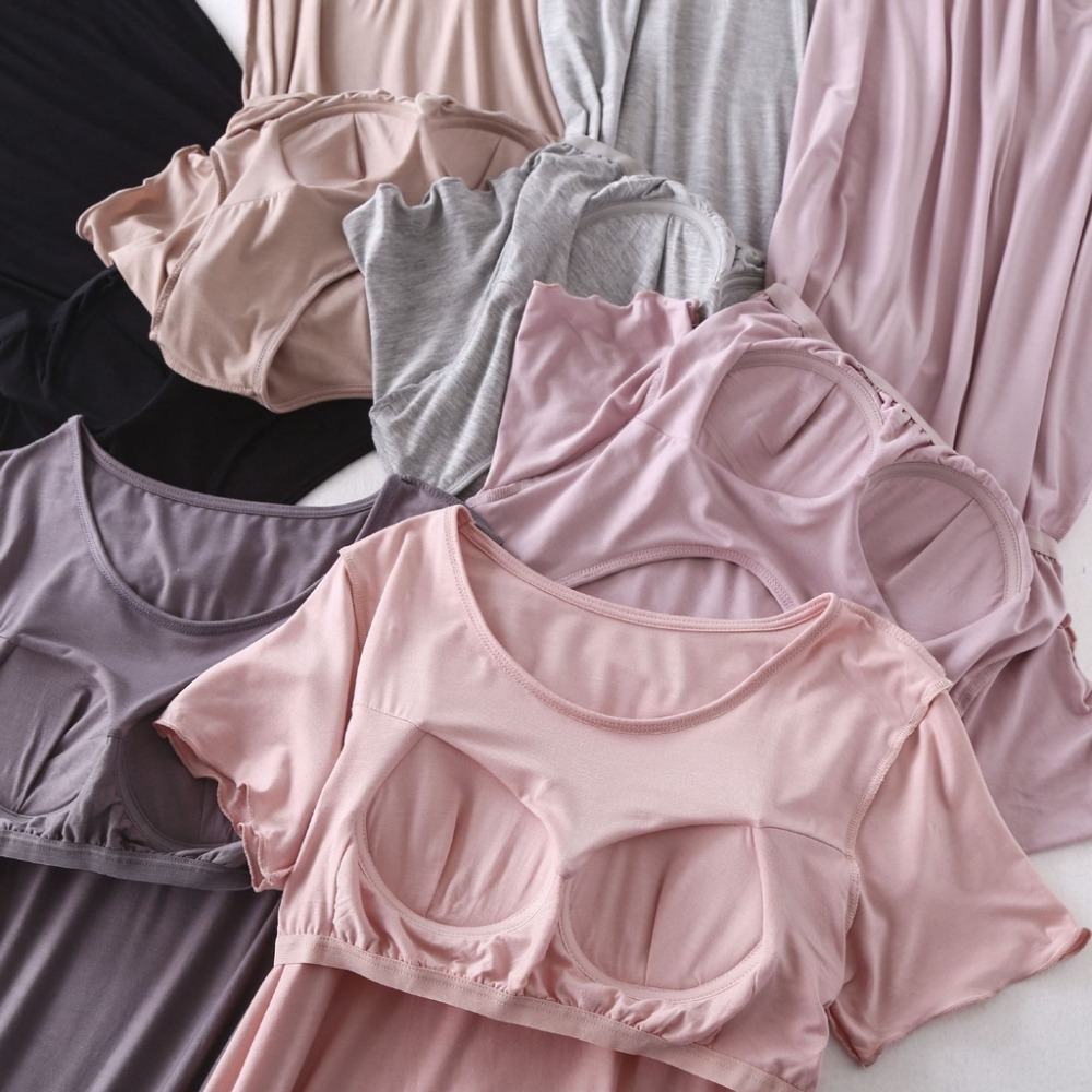 【JDUDS】莫代爾免穿內衣BAR無鋼圈內衣罩杯一體成型 孕婦大尺碼 短袖 睡裙-細節圖7