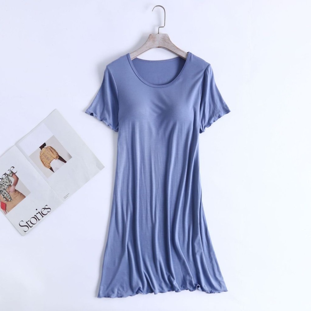 【JDUDS】莫代爾免穿內衣BAR無鋼圈內衣罩杯一體成型 孕婦大尺碼 短袖 睡裙-規格圖8