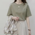 【JDUDS】 夏季短袖休閒印花休閒T恤 多尺寸小花文字T  多色文字上衣 女生短袖 韓版寬鬆顯瘦字母短袖上衣-規格圖8