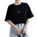 【JDUDS】 夏季短袖休閒印花休閒T恤 多尺寸小花文字T  多色文字上衣 女生短袖 韓版寬鬆顯瘦字母短袖上衣-規格圖8