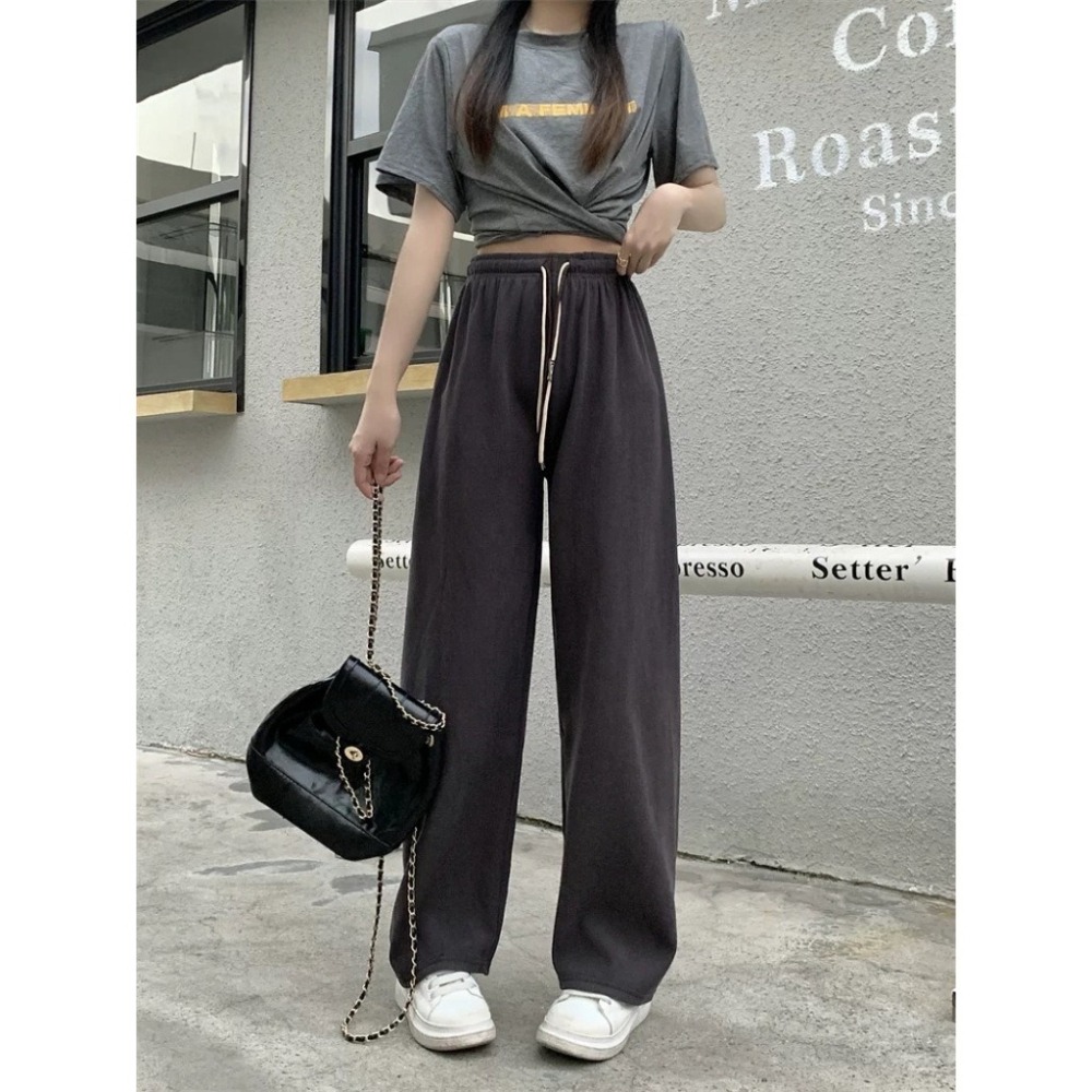 【JDUDS】高腰闊腿褲 燈芯絨高腰闊腿褲 雙抽繩笑臉高腰闊腿褲 抽繩高腰寬褲 高腰寬鬆落地褲 寬鬆顯瘦落地褲-細節圖4