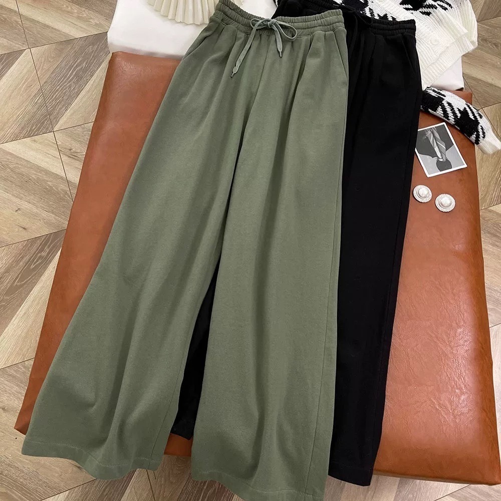 【JDUDS】韓版寬鬆高腰闊腿直筒褲 顯瘦薄款褲 垂墜感七分褲 女生寬褲-規格圖8