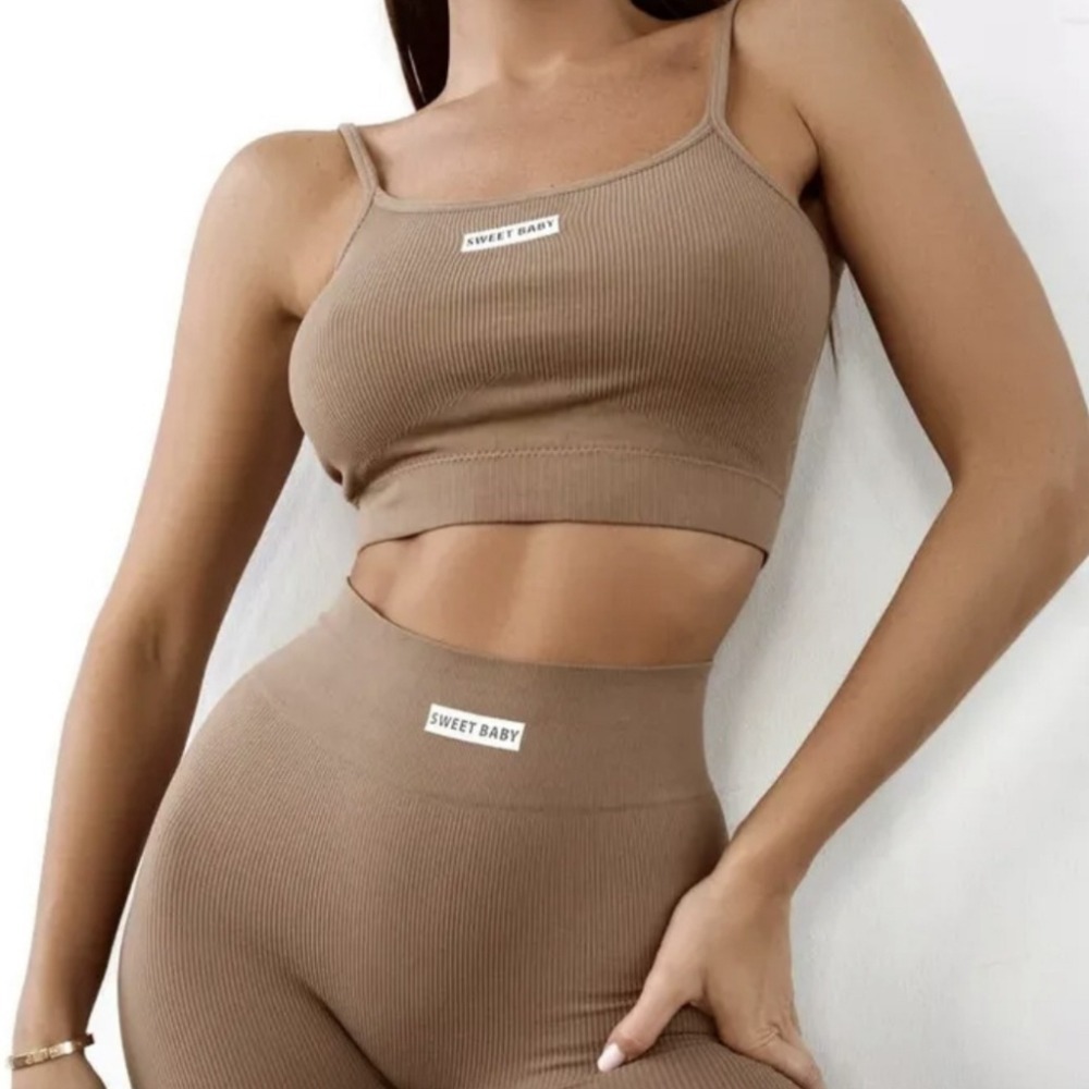 【JDUDS】英文小標螺紋運動休閒背心套裝(背心+褲) 運動套裝 休閒套裝 瑜珈套裝 健身套裝-規格圖6