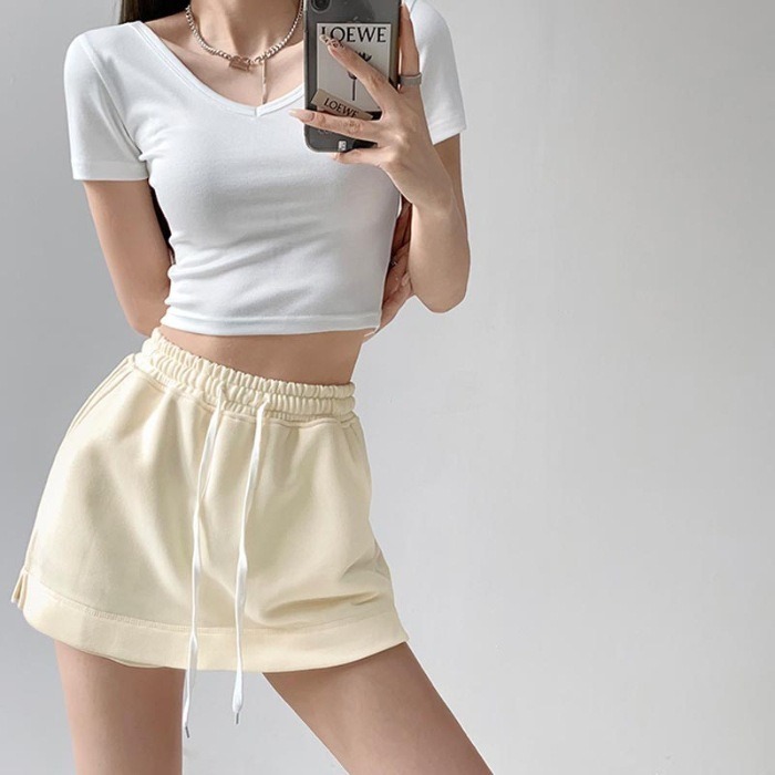 【JDUDS】設計感假兩件半身裙 鬆緊抽繩性感包臀裙 休閒短褲裙 內裡有安全褲-規格圖7