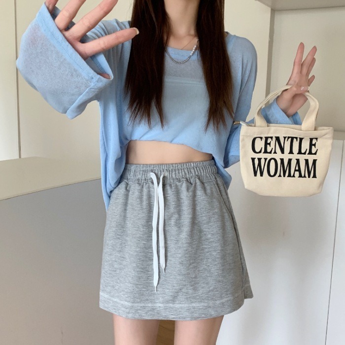 【JDUDS】設計感假兩件半身裙 鬆緊抽繩性感包臀裙 休閒短褲裙 內裡有安全褲-規格圖7