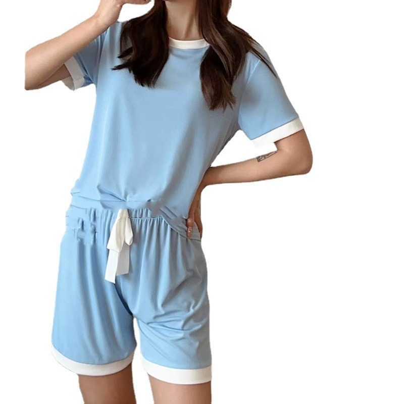 【JDUDS】冰淇淋糖果撞色2件睡衣套裝 衣+褲 春夏冰絲慵懶居家寬鬆睡衣 2件式懶人睡衣 緞帶睡衣-細節圖4