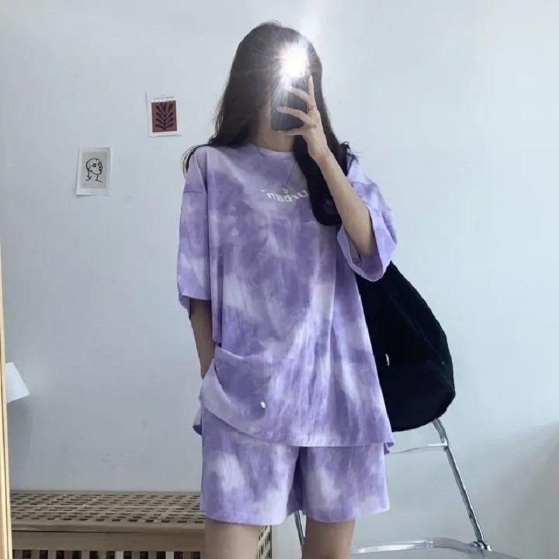 【JDUDS】潮流來襲 新進款炫染漸變上衣短褲兩件套 運動休閒套裝 藍球風 夏季新款印字T 恤 街頭風 雜誌風-細節圖4