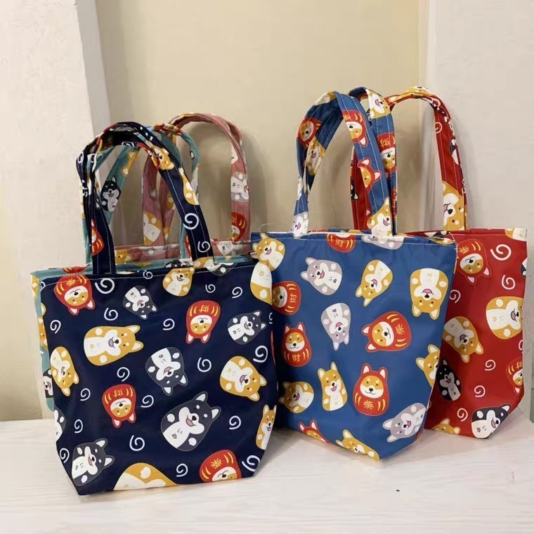 【JDUDS】🐾實用小物🐾日系不倒翁柴柴旅行手提袋 帆布袋 有拉鍊 有暗袋 便當袋 手拎包 媽咪包 防潑水包 化妝包-細節圖9