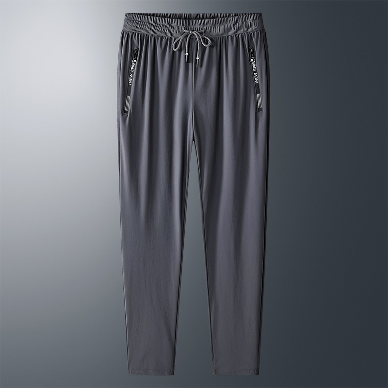 【JDUDS】夏季薄款🧊冰絲🧊休閒透氣束角長褲 拉鍊口袋 運動休閒褲 徒步 登山褲 健身褲 工作褲  抽繩褲 空調運動褲-細節圖4