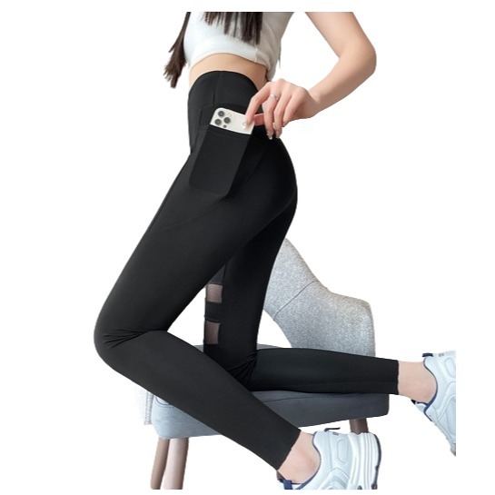 【JDUDS】🔥夏季網紗拼接設計🔥口袋9分鯊魚褲瑜珈褲 健身房 自行車 登山 健走 休閒運動褲 舞蹈褲夏季外穿-細節圖5