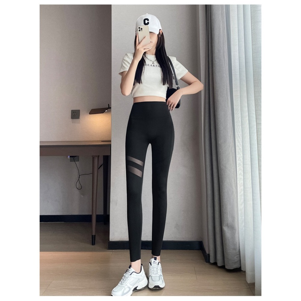 【JDUDS】🔥夏季網紗拼接設計🔥口袋9分鯊魚褲瑜珈褲 健身房 自行車 登山 健走 休閒運動褲 舞蹈褲夏季外穿-細節圖7