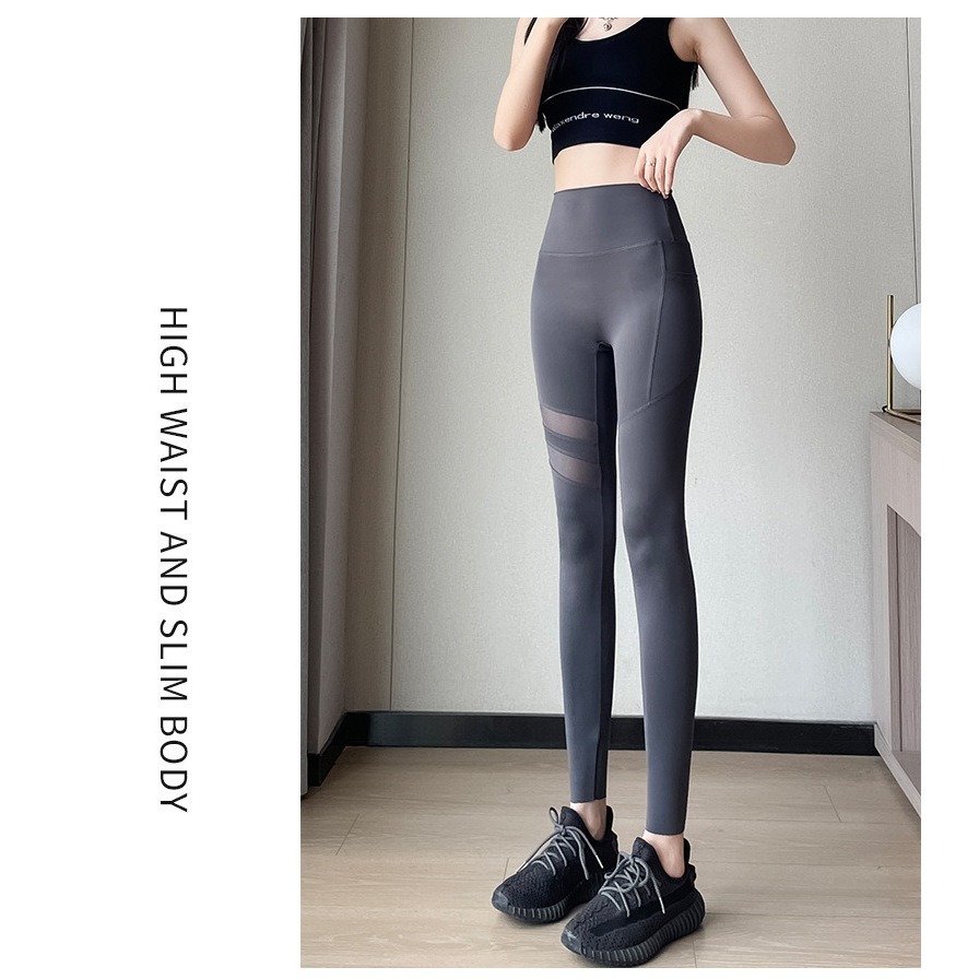 【JDUDS】🔥夏季網紗拼接設計🔥口袋9分鯊魚褲瑜珈褲 健身房 自行車 登山 健走 休閒運動褲 舞蹈褲夏季外穿-規格圖9