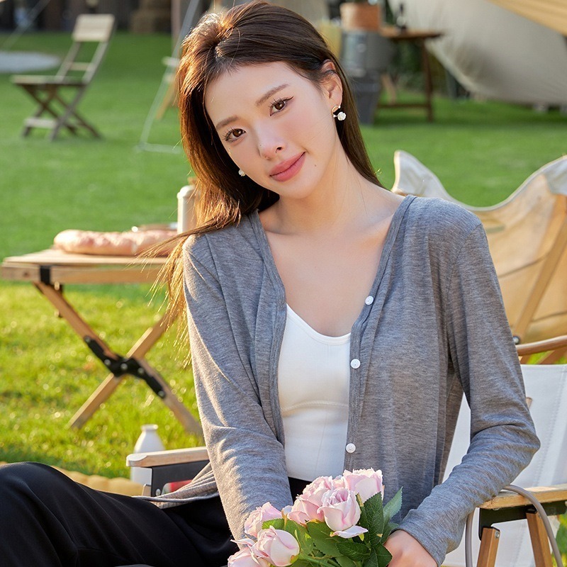 【JDUDS】🔥春夏新款🔥萊賽爾天絲防曬長袖小開衫 春夏衣櫃必備款 冰絲小外套 外搭罩衫 針織外套 寬鬆長外套-規格圖9