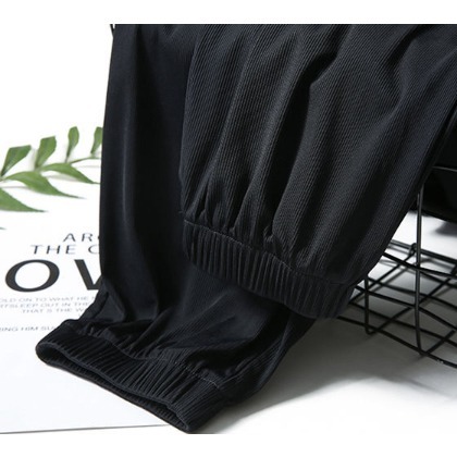 【JDUDS】夏季薄款冰絲新款百搭燈籠束口褲 涼涼褲  居家褲 修身 甩甩褲 防曬褲-細節圖8