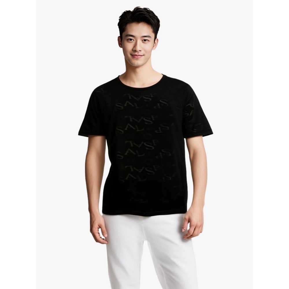 【JDUDS】】嚴選真絲涼感緹花男T恤 字母休閒運動圓領短袖 速乾 素T 休閒運動 戶外徒步 登山 跑步 打底衣 排汗衫-細節圖4