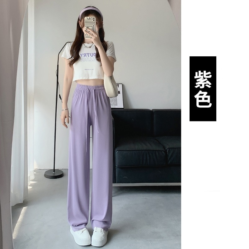【JDUDS】 新款-春夏女防曬冰絲闊腿涼涼褲薄款休閒直筒褲 高腰褲 甩甩褲 防曬褲 垂墜 拖地褲 速乾褲 運動褲-規格圖9