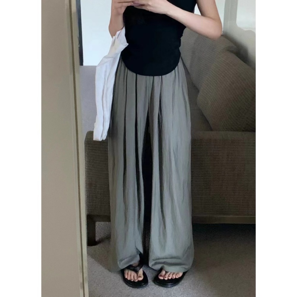 【JDUDS】夏季新款女山本甩甩褲 哈倫褲 冰絲 闊腿褲 高腰 垂感 休閒 日系 韓系 慵懶皺褶 學生褲 通勤褲-規格圖7