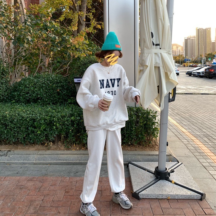 【JDUDS】秋冬款字母大學T 寬鬆長袖大學T恤 字母印花 百搭學生大學T 長袖T恤 男女字母大學T-細節圖4