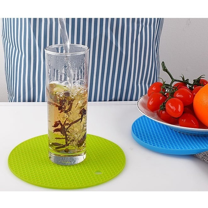 【JDUDS】圓形蜂窩紋理防熱墊  隔熱墊  餐桌隔熱墊  矽膠隔熱墊 餐廚墊-細節圖5