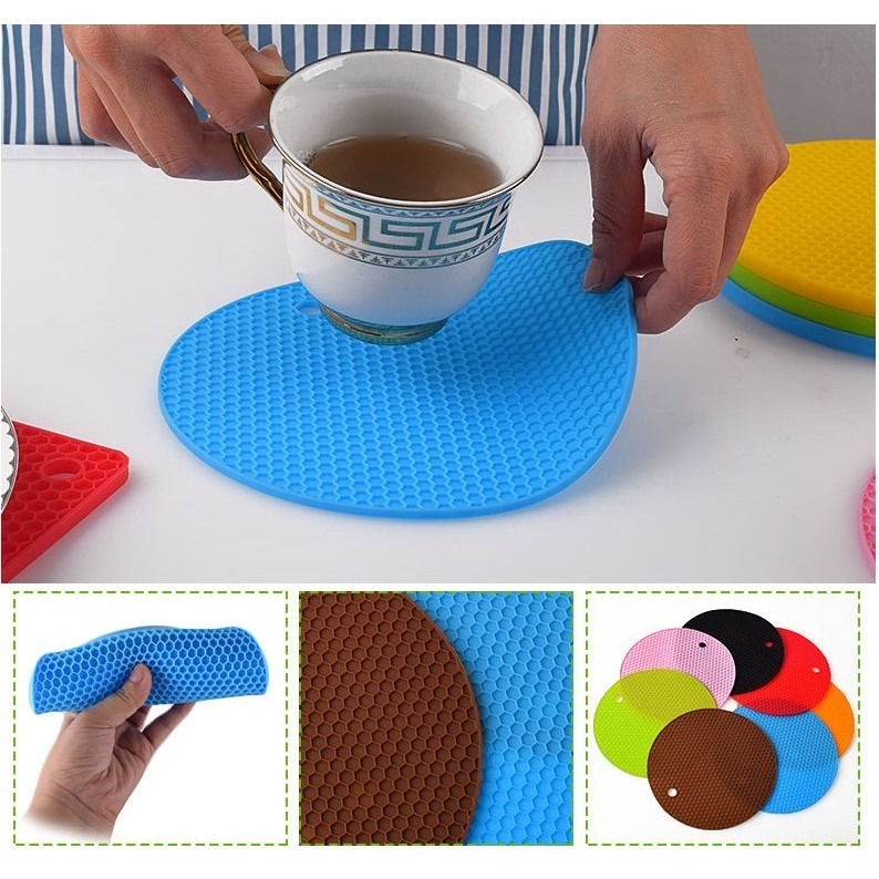【JDUDS】圓形蜂窩紋理防熱墊  隔熱墊  餐桌隔熱墊  矽膠隔熱墊 餐廚墊-細節圖6