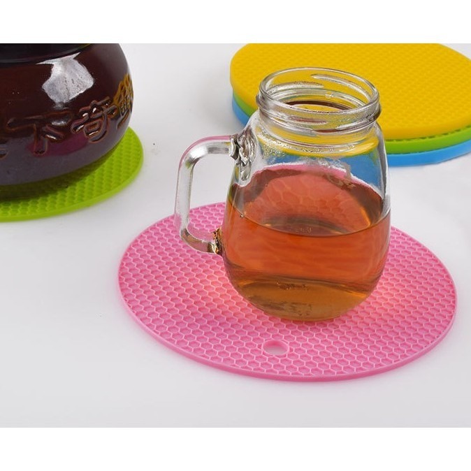 【JDUDS】圓形蜂窩紋理防熱墊  隔熱墊  餐桌隔熱墊  矽膠隔熱墊 餐廚墊-細節圖7