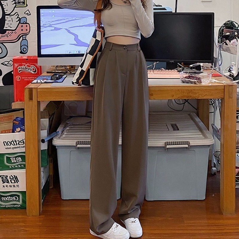 【JDUDS】西裝闊腿褲  高腰垂墜感西裝褲  休閒褲 西裝褲 顯瘦西裝褲-細節圖6