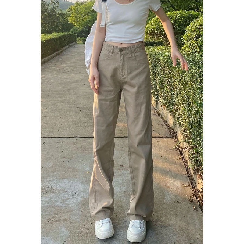 【JDUDS】復古慵懶風 高腰直筒牛仔褲 闊腿牛仔褲 闊腿直筒牛仔褲 復古牛仔褲-細節圖8