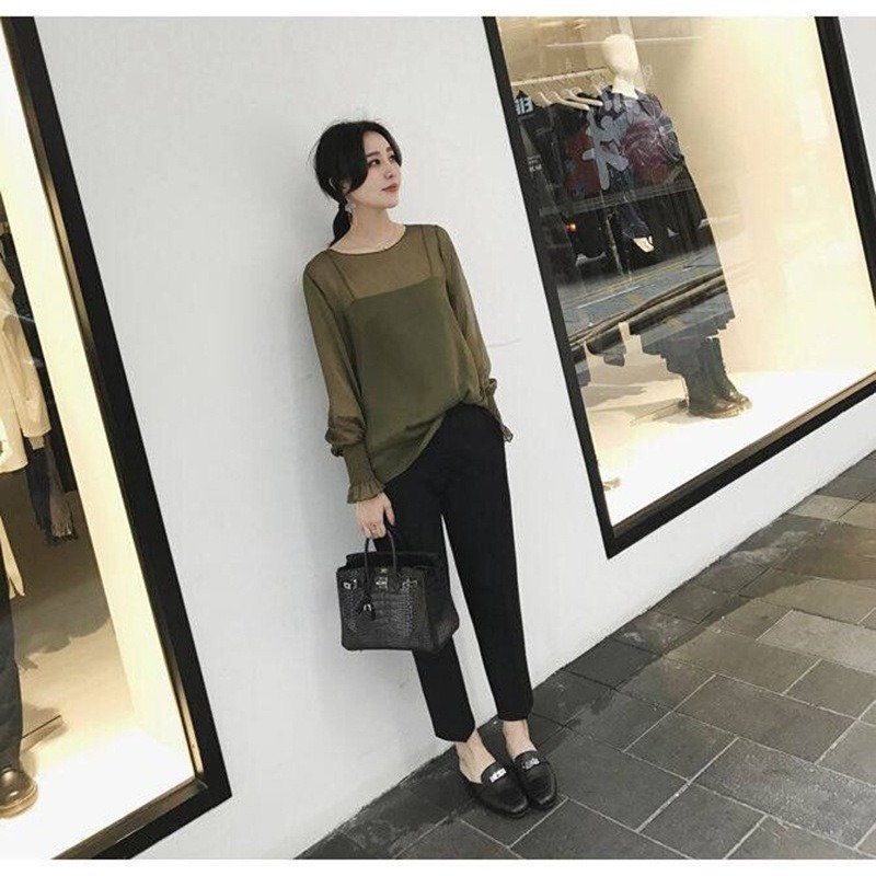 【JDUDS】 韓式女款寬鬆直筒煙管褲 休閒西裝褲  九分褲  OL九分褲-細節圖6