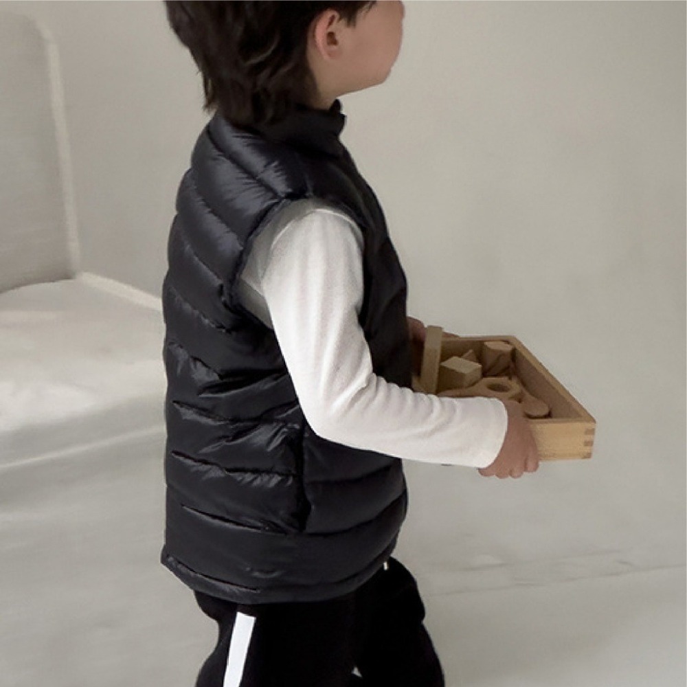 【JDUDS】兒童羽絨綿馬甲背心 大童純色外穿背心 立領背心 羽絨保暖棉服 保暖防風馬甲-細節圖8