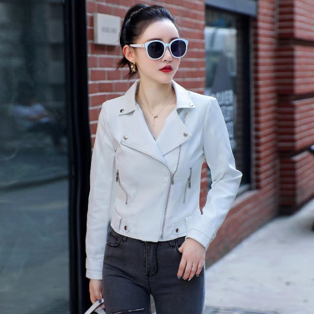 【JDUDS】短版修身拉鍊高級水洗皮衣 女皮夾克 女生皮衣 秋季皮衣 女皮衣 率性皮衣 翻領皮衣外套-細節圖4