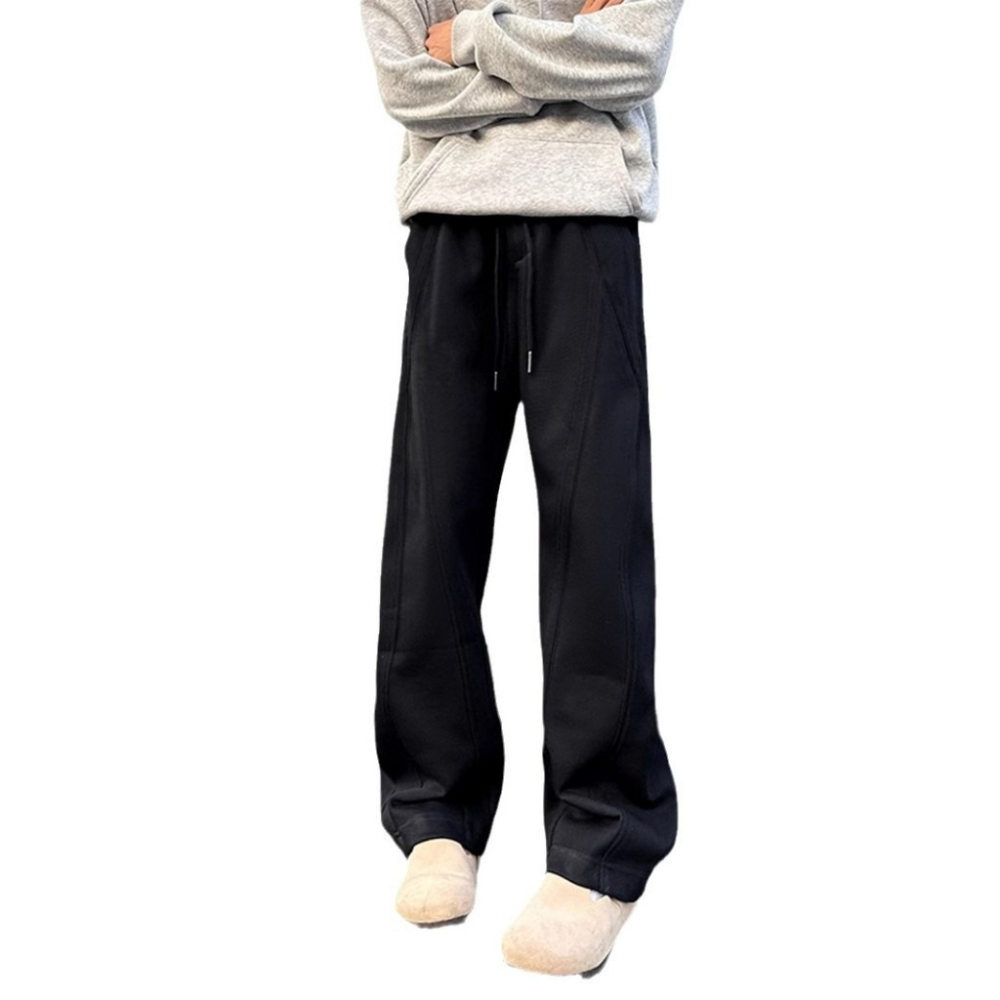 【JDUDS】美式潮流重磅衛褲 彎刀褲 男款 休閒運動褲 垂墜感 冬季運動褲 純色長褲 休閒男褲 雅痞男褲-細節圖2