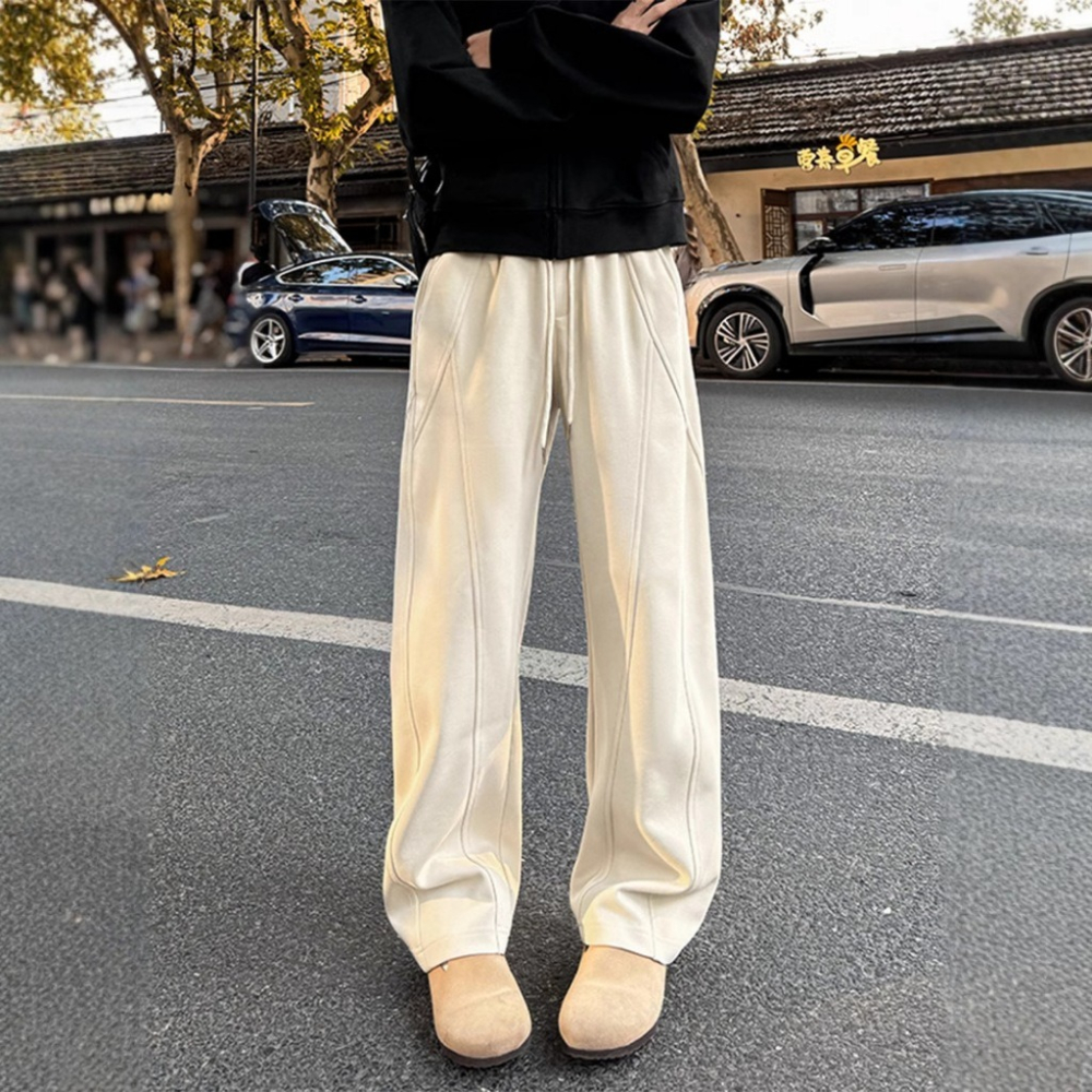 【JDUDS】美式潮流重磅衛褲 彎刀褲 男款 休閒運動褲 垂墜感 冬季運動褲 純色長褲 休閒男褲 雅痞男褲-細節圖4