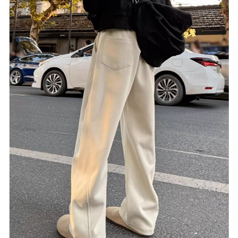 【JDUDS】美式潮流重磅衛褲 彎刀褲 男款 休閒運動褲 垂墜感 冬季運動褲 純色長褲 休閒男褲 雅痞男褲-細節圖6