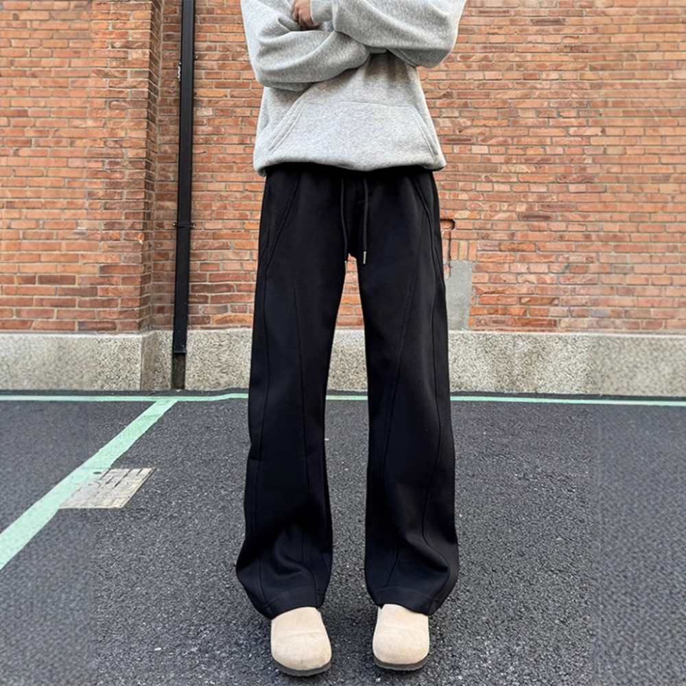 【JDUDS】美式潮流重磅衛褲 彎刀褲 男款 休閒運動褲 垂墜感 冬季運動褲 純色長褲 休閒男褲 雅痞男褲-細節圖7