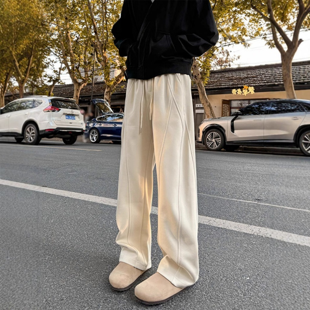 【JDUDS】美式潮流重磅衛褲 彎刀褲 男款 休閒運動褲 垂墜感 冬季運動褲 純色長褲 休閒男褲 雅痞男褲-細節圖8