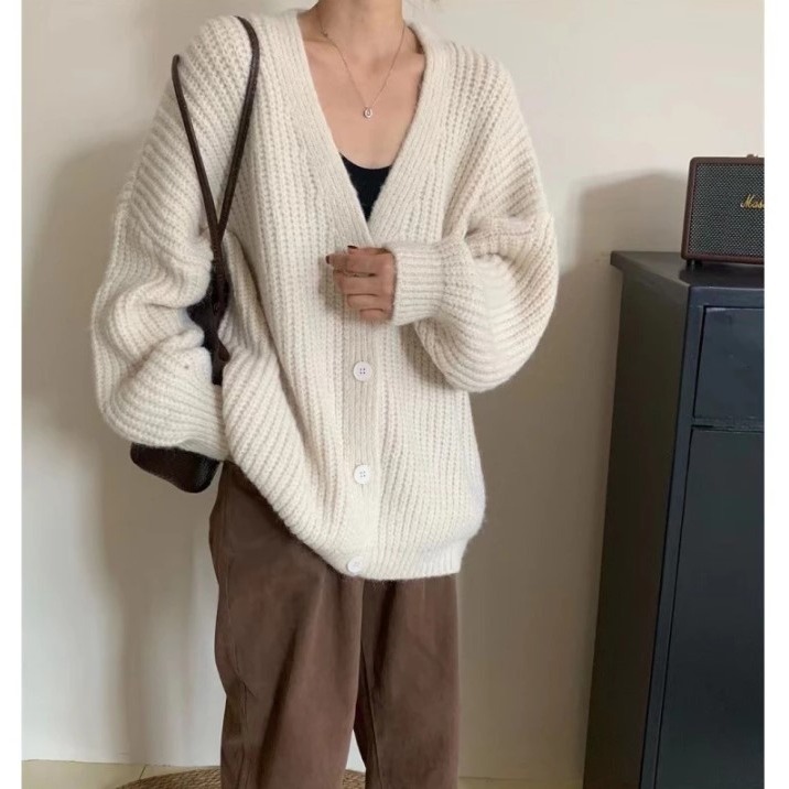【JDUDS】韓系慵懶風粗針織毛衣外套 寬鬆針織外套 鈕扣外套 套顯瘦針織 寬鬆針織毛衣 女針織外套 韓系針織-細節圖3