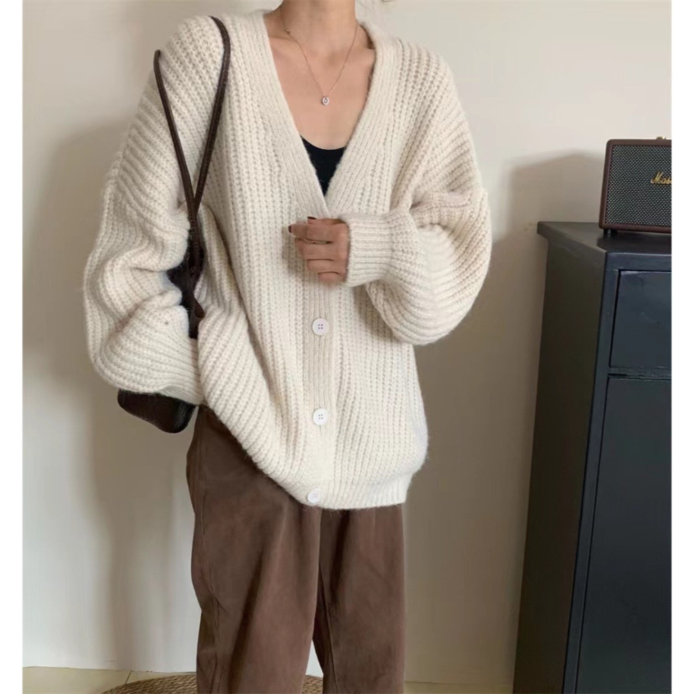 【JDUDS】韓系慵懶風粗針織毛衣外套 寬鬆針織外套 鈕扣外套 套顯瘦針織 寬鬆針織毛衣 女針織外套 韓系針織-細節圖6