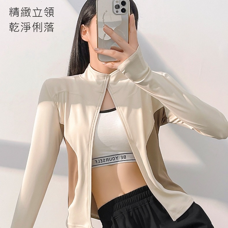 【JDUDS】拚色修身瑜珈運動外套 顯瘦瑜珈服 健身外套 跑步外套 立領外套 女瑜珈服-細節圖3