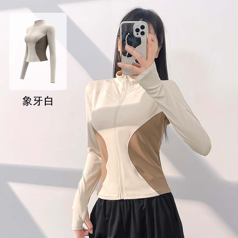 【JDUDS】拚色修身瑜珈運動外套 顯瘦瑜珈服 健身外套 跑步外套 立領外套 女瑜珈服-細節圖8