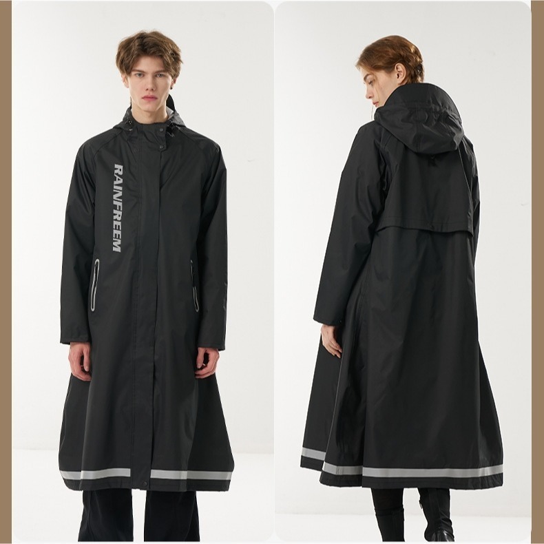 【JDUDS】一件式風衣式雨衣 雙層雨衣 騎士雨衣 外送裝備 成人雨衣 防暴雨 反光雨衣 時尚雨衣-規格圖5