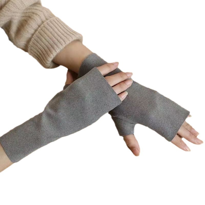 【JDUDS】秋冬保暖半指手套 觸屏手套 露指手套 磨毛手套 辦公手套 手掌套 護掌套-細節圖2